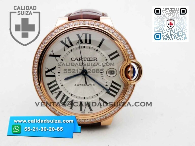 Cartier Ballon Bleu Oro rosa diamantes Men 42mm