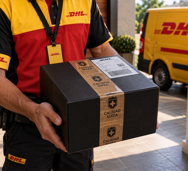 Paquete de Calidad Suiza preparado para su envío al cliente